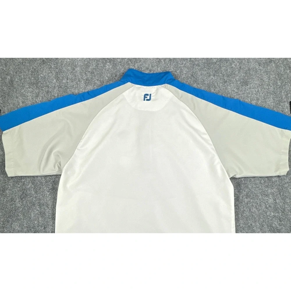 FootJoy Mens Large White Golf Windbreaker Pullover Quarter Zip Short Sleeve